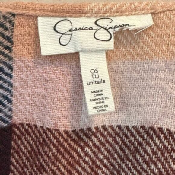 Jessica Simpson | Women's Plaid Fringe Poncho One Size - Picture 11 of 13